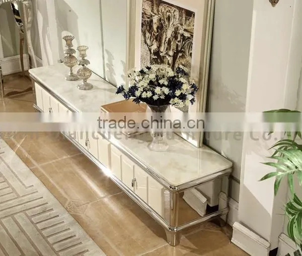 Good Price Stainless Steel Mobile Black Marble tv Stand photo-3