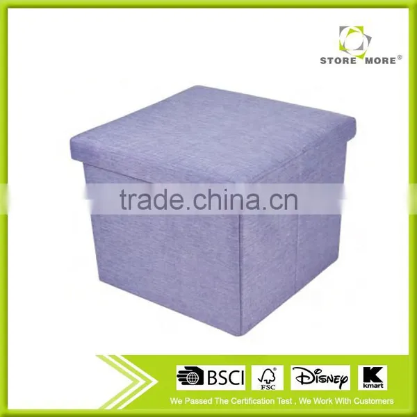 Collapsible Storage Ottoman Cube Foot Rest Stool Comfy Linen-like Fabric Lift Off Top photo-4