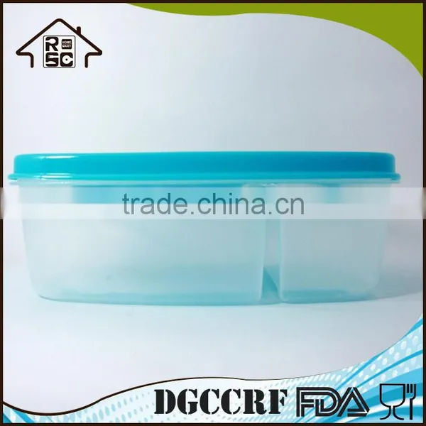 Microwave Safe Plastic 2 Compartments Lunch Box With Fork and Knife on Lid photo-6
