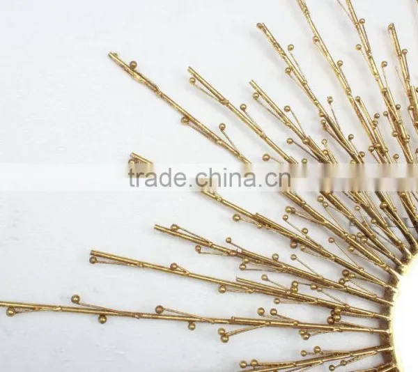 Gold Mirror Hammered Metal Frame Mirror photo-6