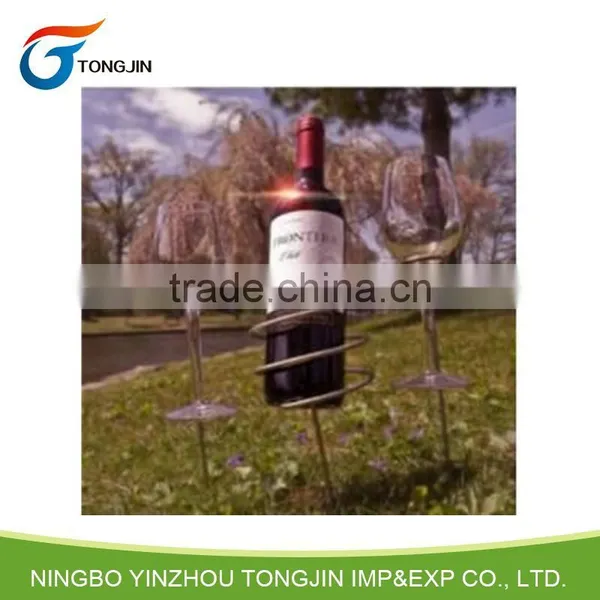 Metal Material Beach Wine Bottle and Glass Stakes Picnic Holder photo-2