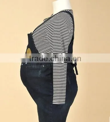 Maternity Spring New Pregnant Women Overalls / Korean Fashion Pregnant Women Jeans Overalls / Spring and Autumn Prop Belly Pants photo-3