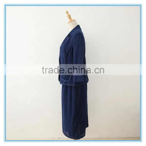 Organic 100% Cotton Eyelet Embroidery Business Suits Lady Church Suits photo-3