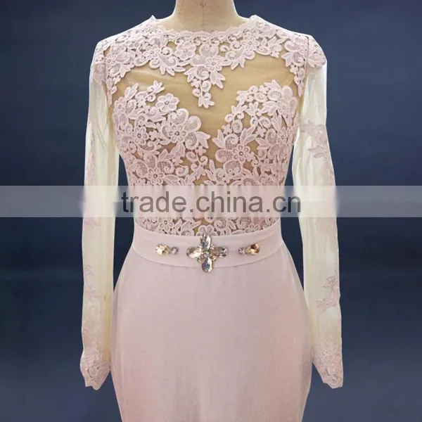 Latest Style High Quality Ball Gown Mermaid Lace Trumpet Long Sleeve Wedding Dress photo-3