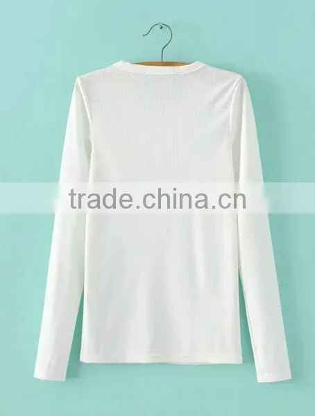 Runwaylover EY2329B Hot Sale 2017 Ladies Fashion Knitted Slim T-Shirts photo-5