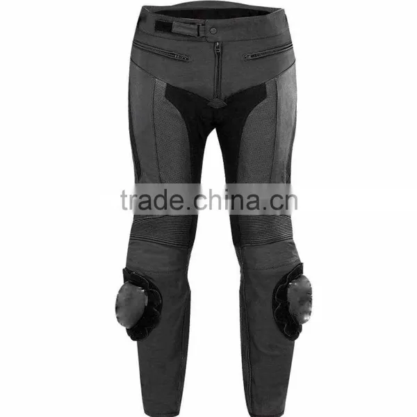 Black Motorcycle Pant/ Motorbike Leather PANT / Trousers + CE Armour to Knee & Hips photo-6