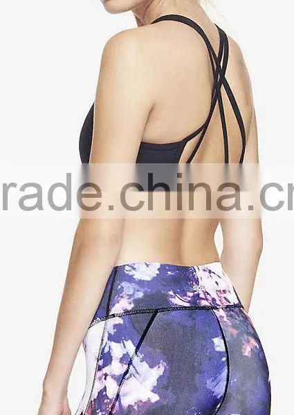Women Sexy Black Strappy Sports Bra photo-3