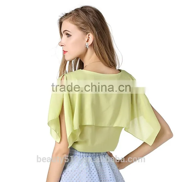 Show Thin Hollow Short Sleeved Chiffon Shirt Sexy Perspective Stitching Chiffon Blouse SD97 photo-2