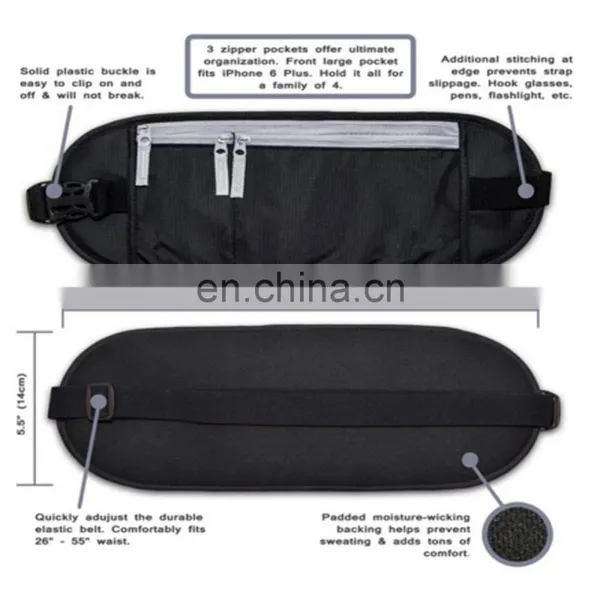 Rfid Blocking Black Ripstop Nylon Travel Waist Phone Pocket photo-5