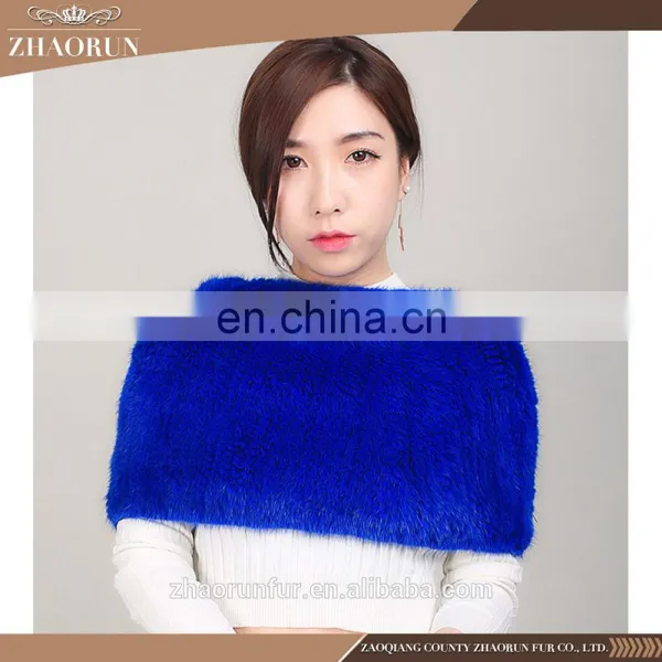 Wholesale Colorful Knitted Mink Fur Scarf Pretty Knitted Mink Fur Snood photo-2
