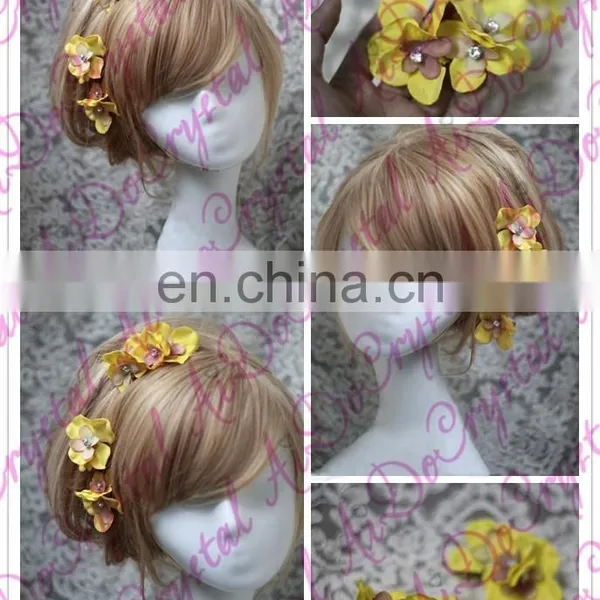 Aidocrystal Yellow Flower Hair Claw Clip Bride Hair Accessories in Bangkok photo-3