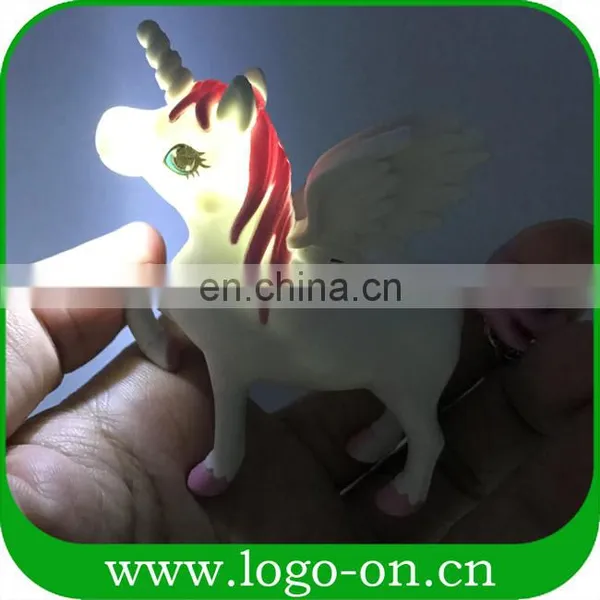 Newest LED Sound Plastic Unicorn Keychain photo-3
