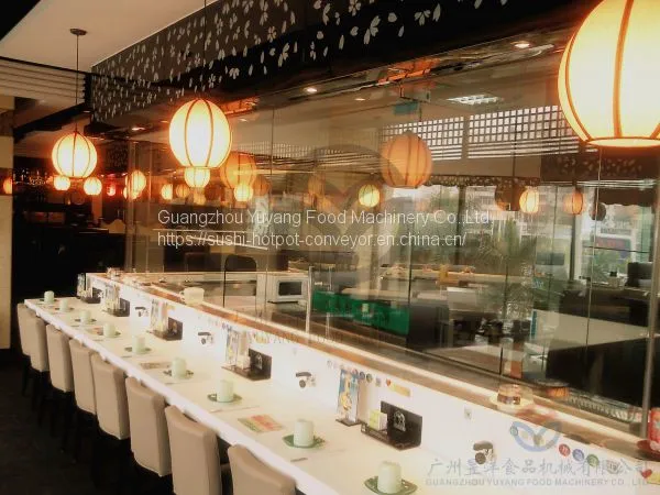 Champagne Gold / Bright White Sushi Conveyor Belt System With LED Lights photo-3