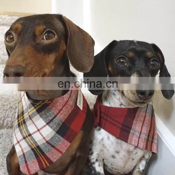 Custom Design Dog Bandanas Washable Triangle Bibs Scarfs Cotton Plaid Printing Kerchief for Dogs and Cats photo-4