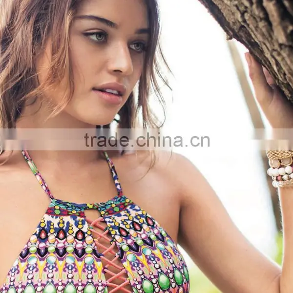 2016 Best Selling Girl Swimwear Sexy European Style Bikinis With Printing Women's Bikini Style Free Samples photo-2
