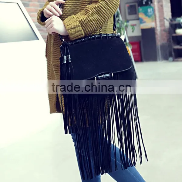 C88892A Wholesale Women High Quality Suede Fringe Shoulder Bag Tassels Chain Bags photo-2