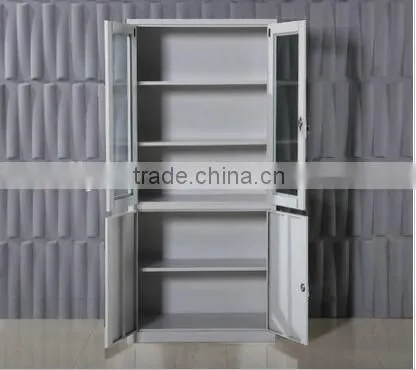 RAL 7035 Glass Door Metal Display Bookcase Office Filing Cabinet Metal File Cabinet for Office Use photo-3