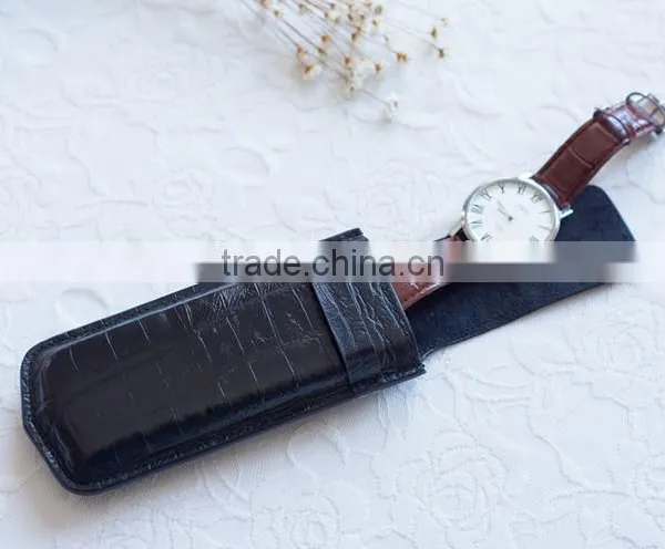 Wholesale High Quality First Layer Genuine Leather Gift Watch Storage Bag Purse Travel Watch Bag photo-2