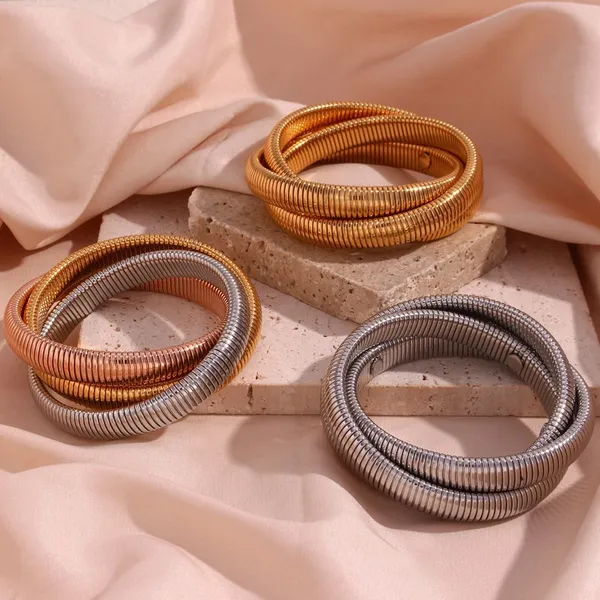 Surgical Steel Bracelet IPX6 Waterproof Adjustable Length Gold Plated Option for Wholesale photo-2