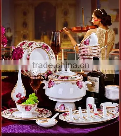 56 Pcs New House Ceramic and Porcelain Dinner Plate Set for Family photo-2