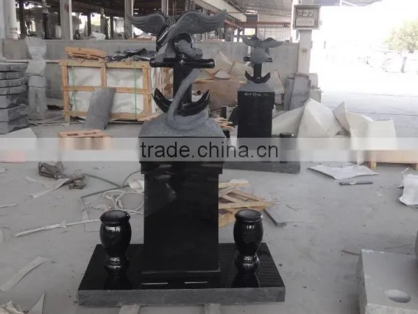 China Black Granite Eagle Carving Headstone photo-2