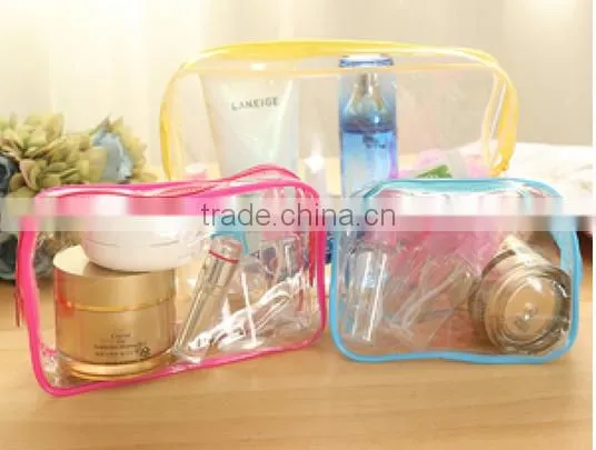 Transparent Clear PU or PVC Leather Tote Cosmetic Bag With Ziplock for Women photo-5