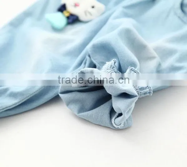 Wholesale Cartoon Cat Baby Girl Clothes 2016 New Summer Girl Light Color Jeans Lovely Little Girl Jeans photo-3