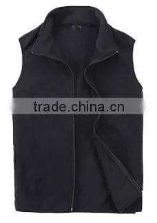 Causal Style Outdoor High Collar Man Blue Polar Fleece Vest photo-4