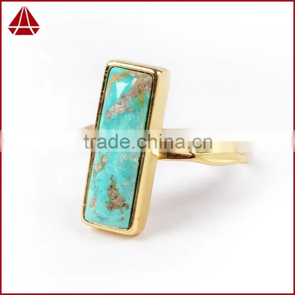 Natural Blue Turquoise Set Into a 18k Gold Bezel photo-2