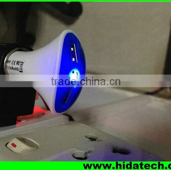 Christmas Promotional Dual Usb Electric Car Charger Adapter for Iphone in Fanshaped With Smile Face photo-5