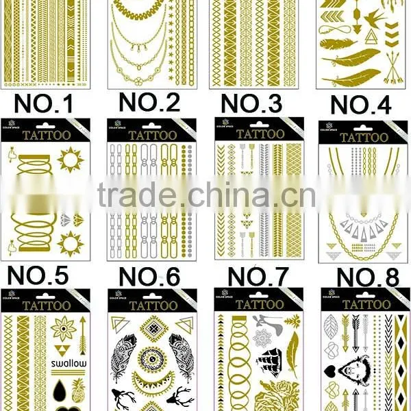 Tattify Gold Silver Gemoetric Temporary Tattoo Super Shiny Metallic Temporary Tattoos photo-2