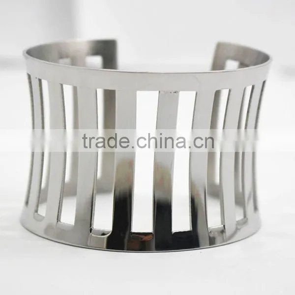 Punk Stainless Steel Cuff Metal Bangle Hollow Out Bracelet photo-2
