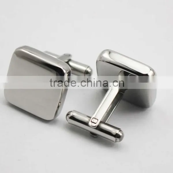 Silver Metal Thick Cufflinks Blanks Custom Square Cufflinks Engravable