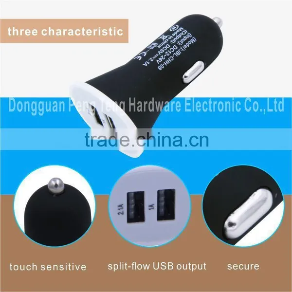 High Quality Auto Universal Dual USB Car Charger for IPhone Samsung HTC LG Sony Huawei Xiaomi 5V 2.1A Short Circuit Protection photo-2