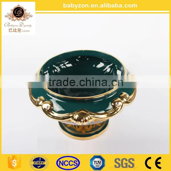 2016 Unique Ingenious Luxury Marble Green 17 "ceramic Decor Vase With Gold photo-3