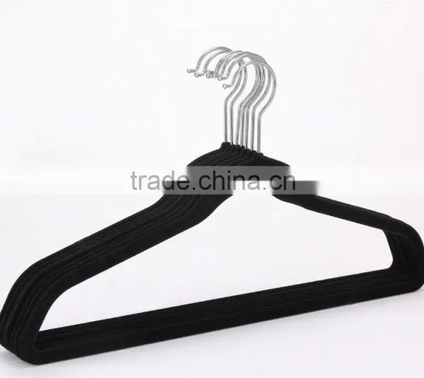 Heavy Duty Suit Hanger Velvet Hanger Slim-Line Flocekd Black Non-Slip Velvet Hanger photo-2
