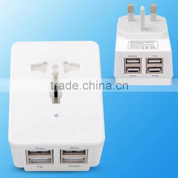Multi-functional Travel Wall Four Usb Port Charger With One AC Output, UK/US/EU/AU Plug For Mobile photo-2