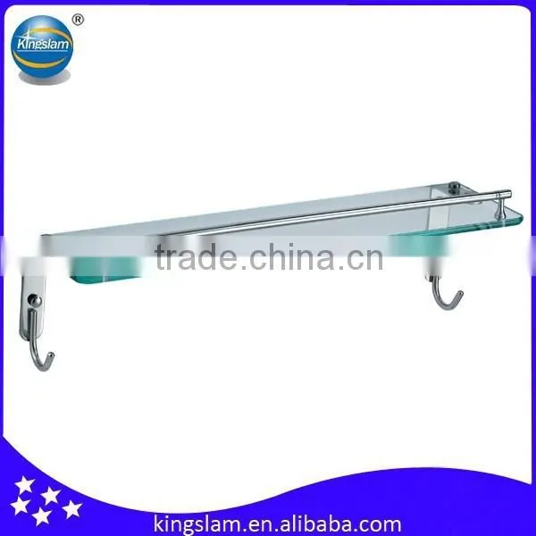 bathroom glass shelf/bathroom shelf with hooks