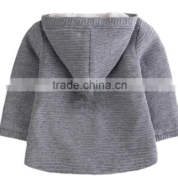 2016 Latest Design Boys Cotton Knitted Windproof Waterproof Hooded Trench Cardigan photo-3