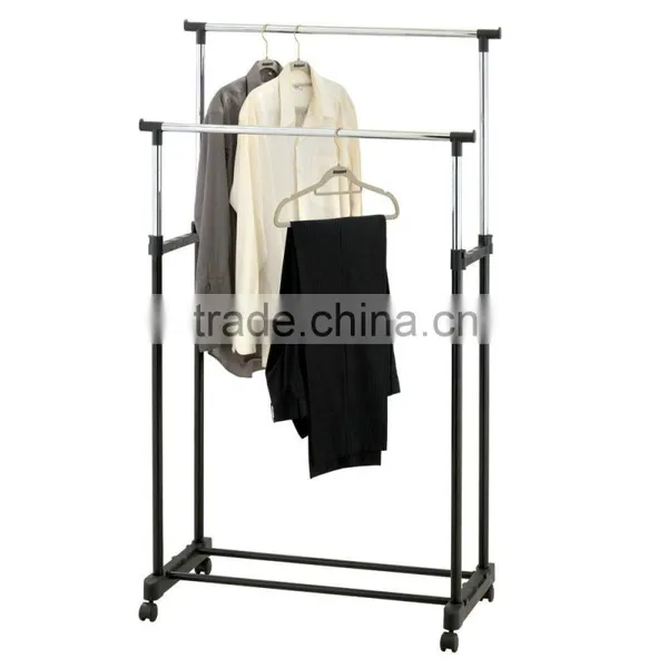 SINGLE/DOUBLE ADJUSTABLE HANGING GARMENTS CLOTHES RAIL SHOE RACK DISPLAY STAND photo-3