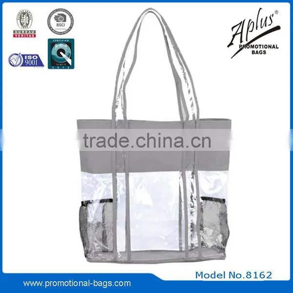 Clear PVC Custom Tote Bag With Two Side Mesh Pockets photo-3