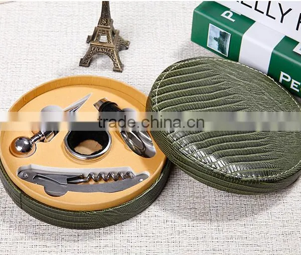 Promotional New Design Custom Leather Box Wine Box Wine Opener Gift Sets
