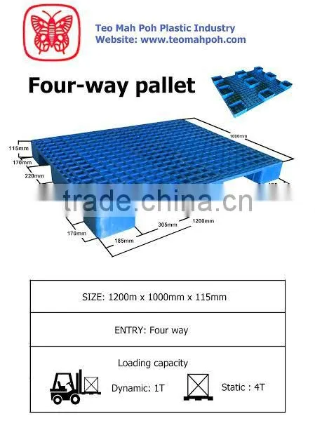 Plastic Pallet 4 Way for Transport Packaging, Warehouse Storage 5101