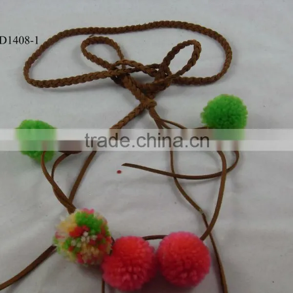 Cotton Cord Wool Ball Belt