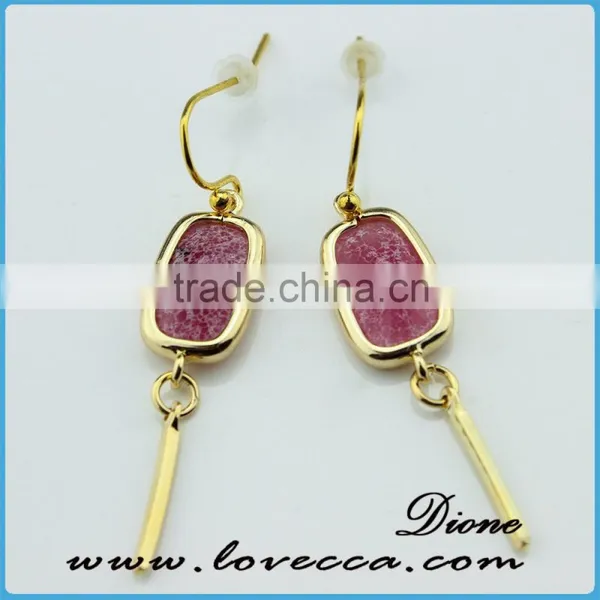 Drop Shape Stud Earrings Green Colored Glass Stone Earring for Gift photo-6