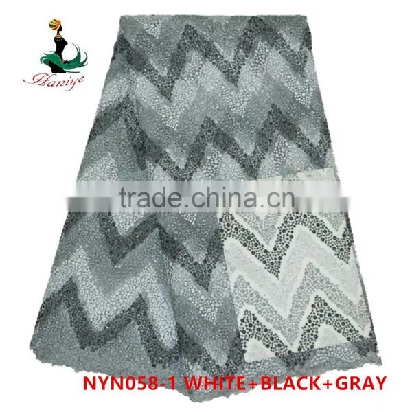 Haniye 2016 New Design African French Lace Fabric With Flower Embroidery Tulle Lace Fabric/NYN58 photo-2