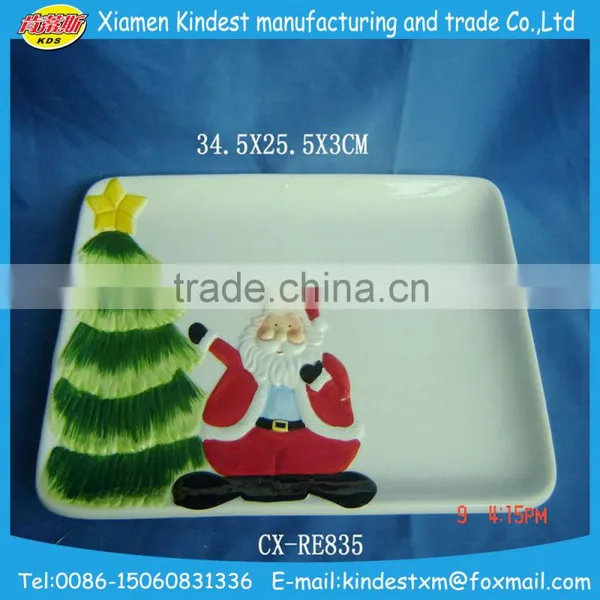 Factory Direct Wholesale Santa Claus Shape Cermaic Plate for Christmas