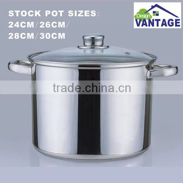 Hot Sales 24cm/26cm/28cm/30cm Stainless Steel Stock Pot With Glass Lid photo-2