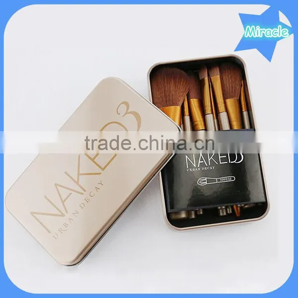 Professional Naked 3 Brush Wooden Handle Cosmetic Brush Set photo-2