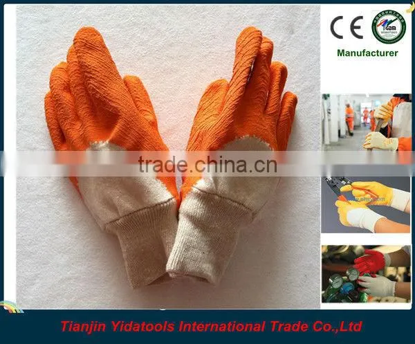 Orange Latex Coated Cotton Gloves